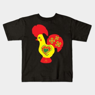 Barcelos Rooster Portuguese Traditional Folk Art Kids T-Shirt